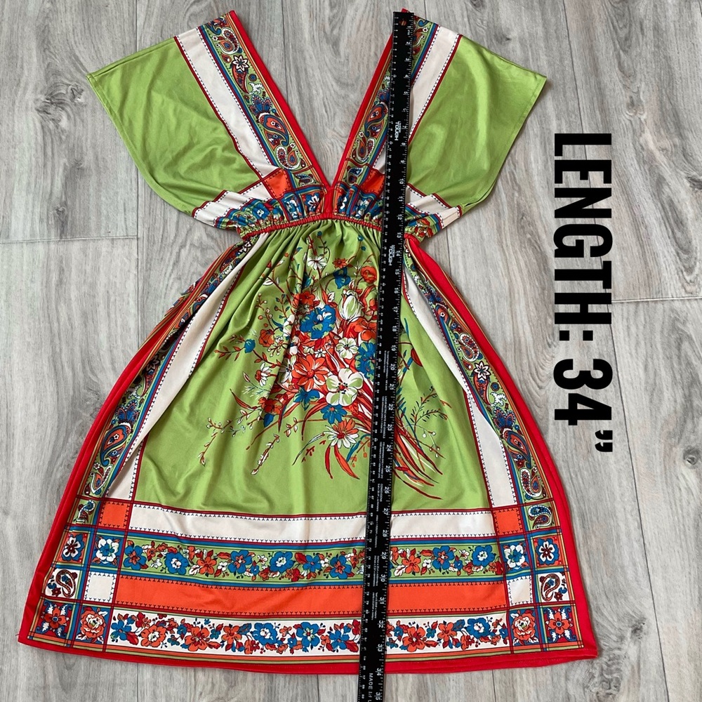 Flying Tomato Floral Multicolor Green Orange Dress Small - Picture 14 of 16